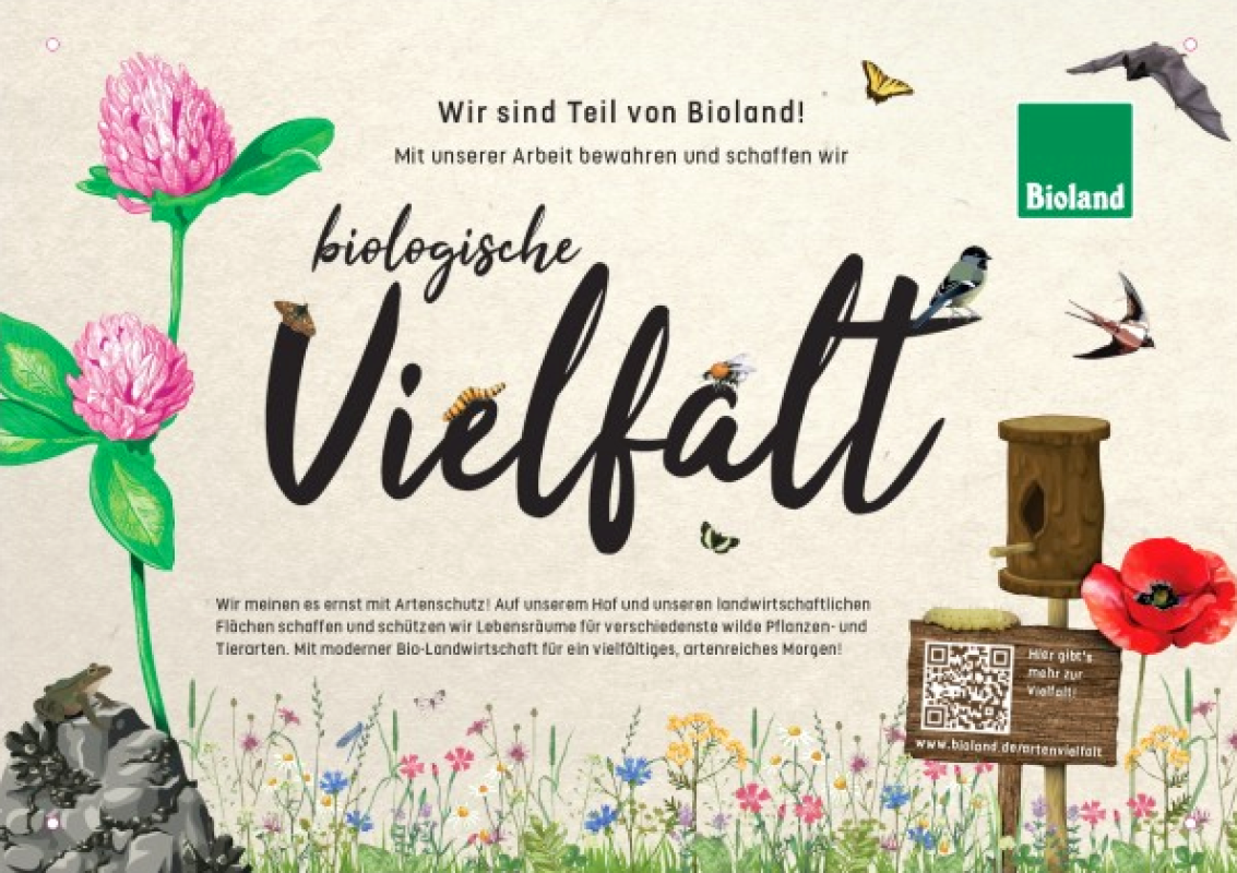 Schild biologische Vielfalt von Bioland