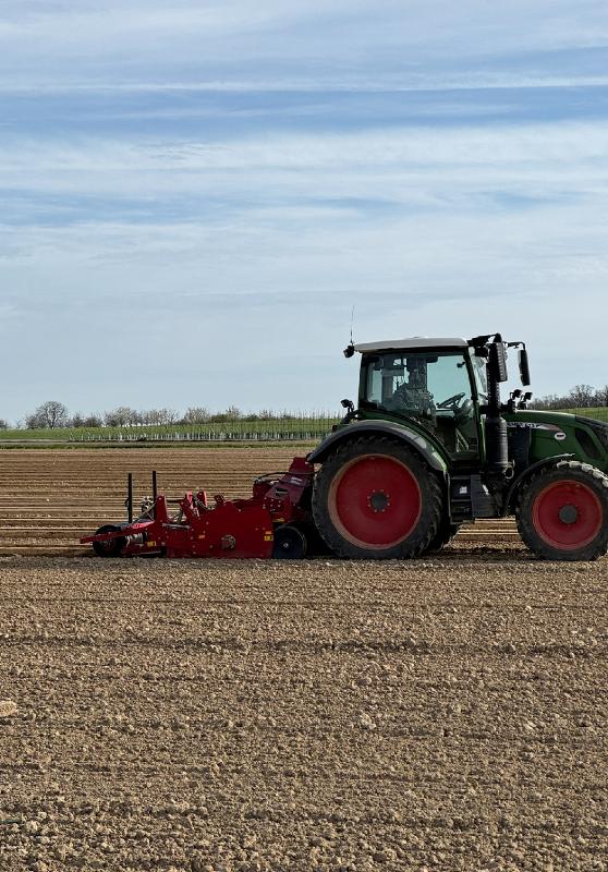 Traktor mit Dammfräse
